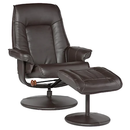 Bonded Leather Recliner and Ottoman